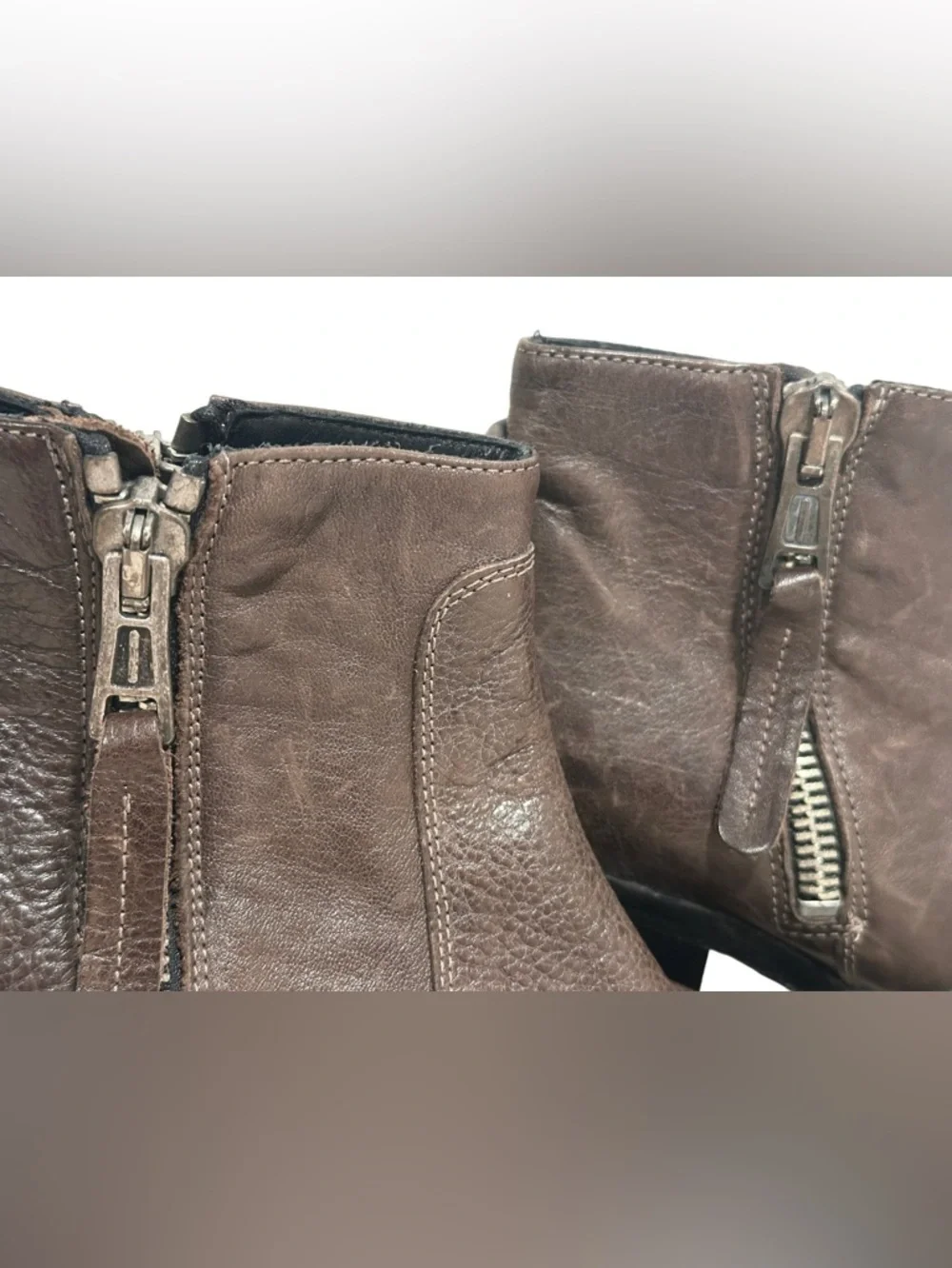 275 Central Brown Italian Leather Ankle Boots - Two-Side Zip Block Heel 40/9.5